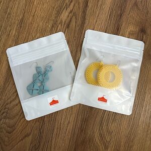 Yellow and Blue Geometric Earrings from Korea